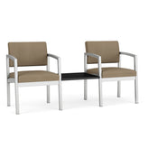 Lenox Steel Waiting Reception 2 Chairs Metal Frame with Connecting Center Table
