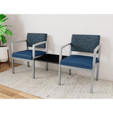 Lenox Steel Waiting Reception 2 Chairs Metal Frame with Connecting Center Table