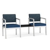 Lenox Steel Waiting Reception 2 Chairs Metal Frame with Connecting Center Table