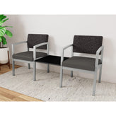 Lenox Steel Waiting Reception 2 Chairs Metal Frame with Connecting Center Table