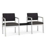 Lenox Steel Waiting Reception 2 Chairs Metal Frame with Connecting Center Table