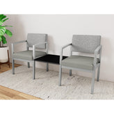 Lenox Steel Waiting Reception 2 Chairs Metal Frame with Connecting Center Table