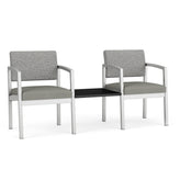 Lenox Steel Waiting Reception 2 Chairs Metal Frame with Connecting Center Table