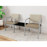 Lenox Steel Waiting Reception 2 Chairs Metal Frame with Connecting Center Table