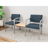 Lenox Steel Waiting Reception 2 Chairs Metal Frame with Connecting Center Table