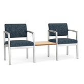 Lenox Steel Waiting Reception 2 Chairs Metal Frame with Connecting Center Table
