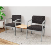 Lenox Steel Waiting Reception 2 Chairs Metal Frame with Connecting Center Table