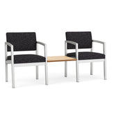 Lenox Steel Waiting Reception 2 Chairs Metal Frame with Connecting Center Table