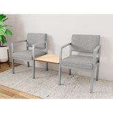 Lenox Steel Waiting Reception 2 Chairs Metal Frame with Connecting Center Table