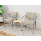 Lenox Steel Waiting Reception 2 Chairs Metal Frame with Connecting Center Table