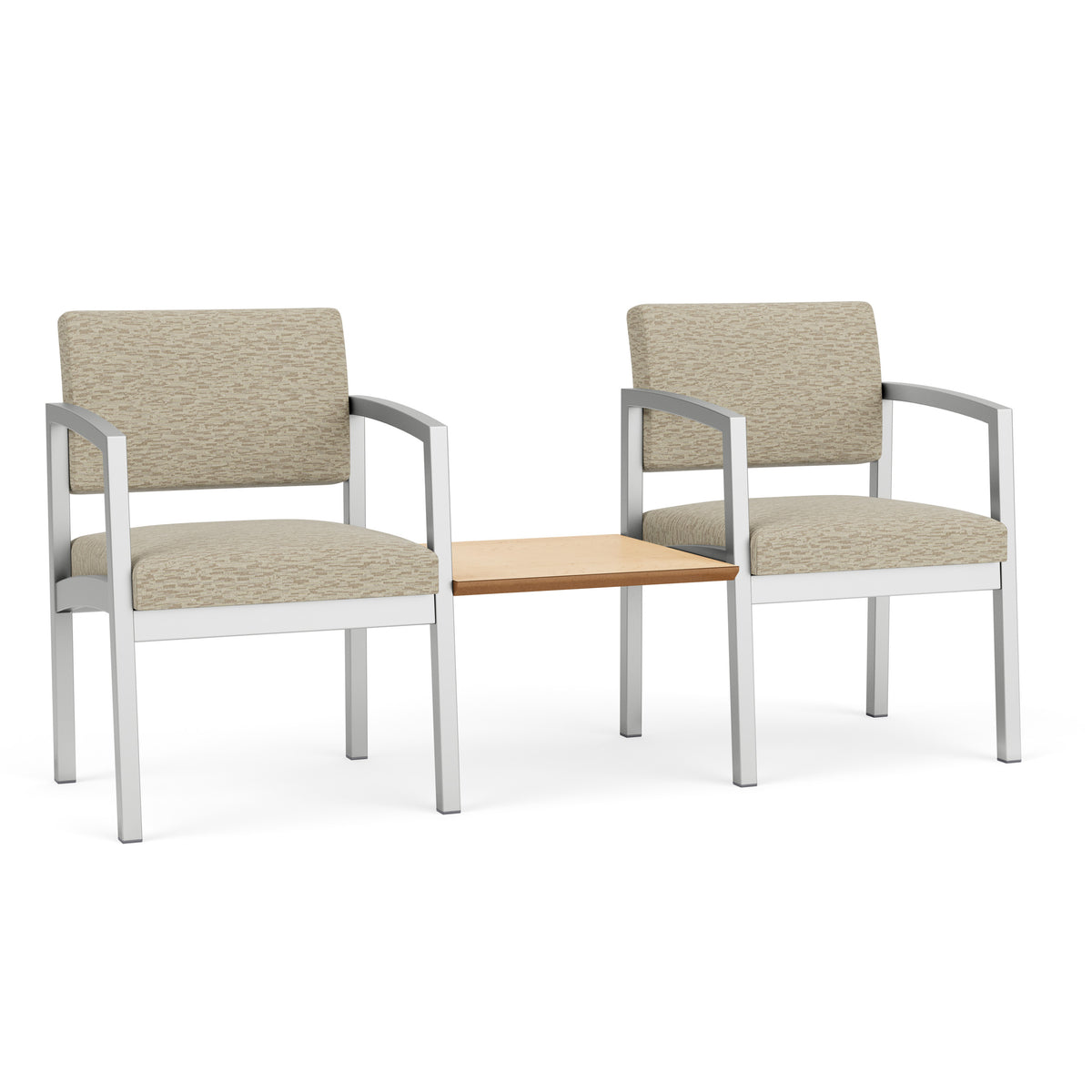 Lenox Steel Waiting Reception 2 Chairs Metal Frame with Connecting Center Table