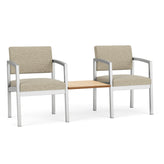 Lenox Steel Waiting Reception 2 Chairs Metal Frame with Connecting Center Table