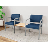 Lenox Steel Waiting Reception 2 Chairs Metal Frame with Connecting Center Table