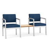 Lenox Steel Waiting Reception 2 Chairs Metal Frame with Connecting Center Table