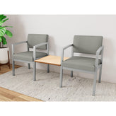 Lenox Steel Waiting Reception 2 Chairs Metal Frame with Connecting Center Table