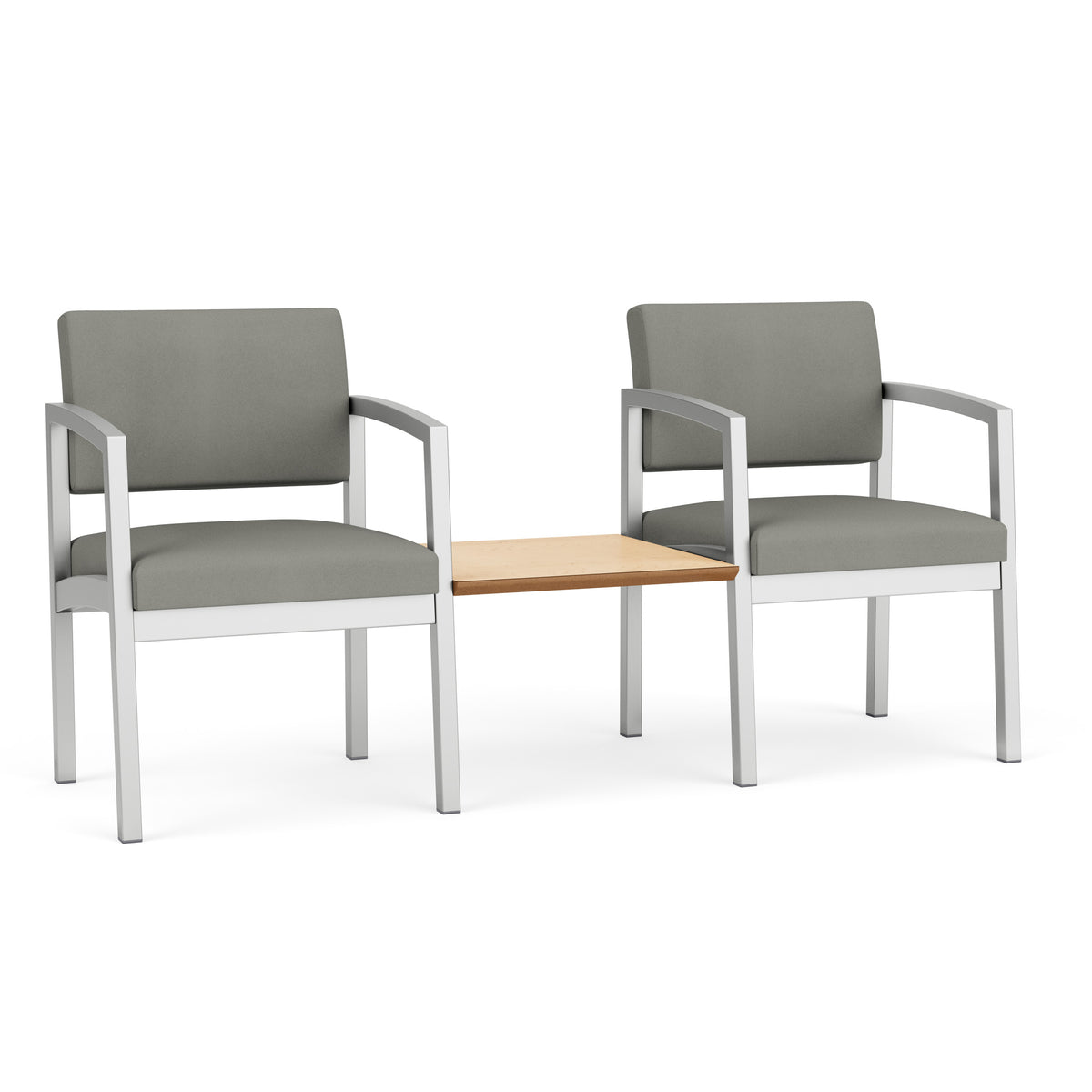 Lenox Steel Waiting Reception 2 Chairs Metal Frame with Connecting Center Table