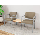 Lenox Steel Waiting Reception 2 Chairs Metal Frame with Connecting Center Table