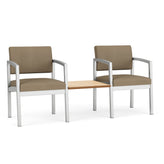Lenox Steel Waiting Reception 2 Chairs Metal Frame with Connecting Center Table