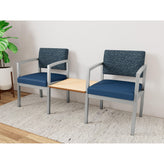 Lenox Steel Waiting Reception 2 Chairs Metal Frame with Connecting Center Table
