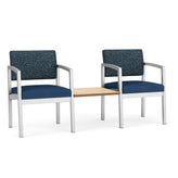 Lenox Steel Waiting Reception 2 Chairs Metal Frame with Connecting Center Table