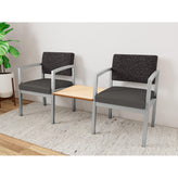 Lenox Steel Waiting Reception 2 Chairs Metal Frame with Connecting Center Table
