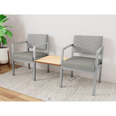 Lenox Steel Waiting Reception 2 Chairs Metal Frame with Connecting Center Table