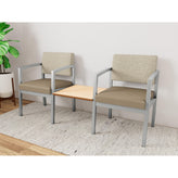 Lenox Steel Waiting Reception 2 Chairs Metal Frame with Connecting Center Table