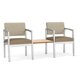 Lenox Steel Waiting Reception 2 Chairs Metal Frame with Connecting Center Table