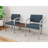 Lenox Steel Waiting Reception 2 Chairs Metal Frame with Connecting Center Table