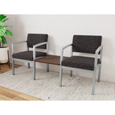 Lenox Steel Waiting Reception 2 Chairs Metal Frame with Connecting Center Table