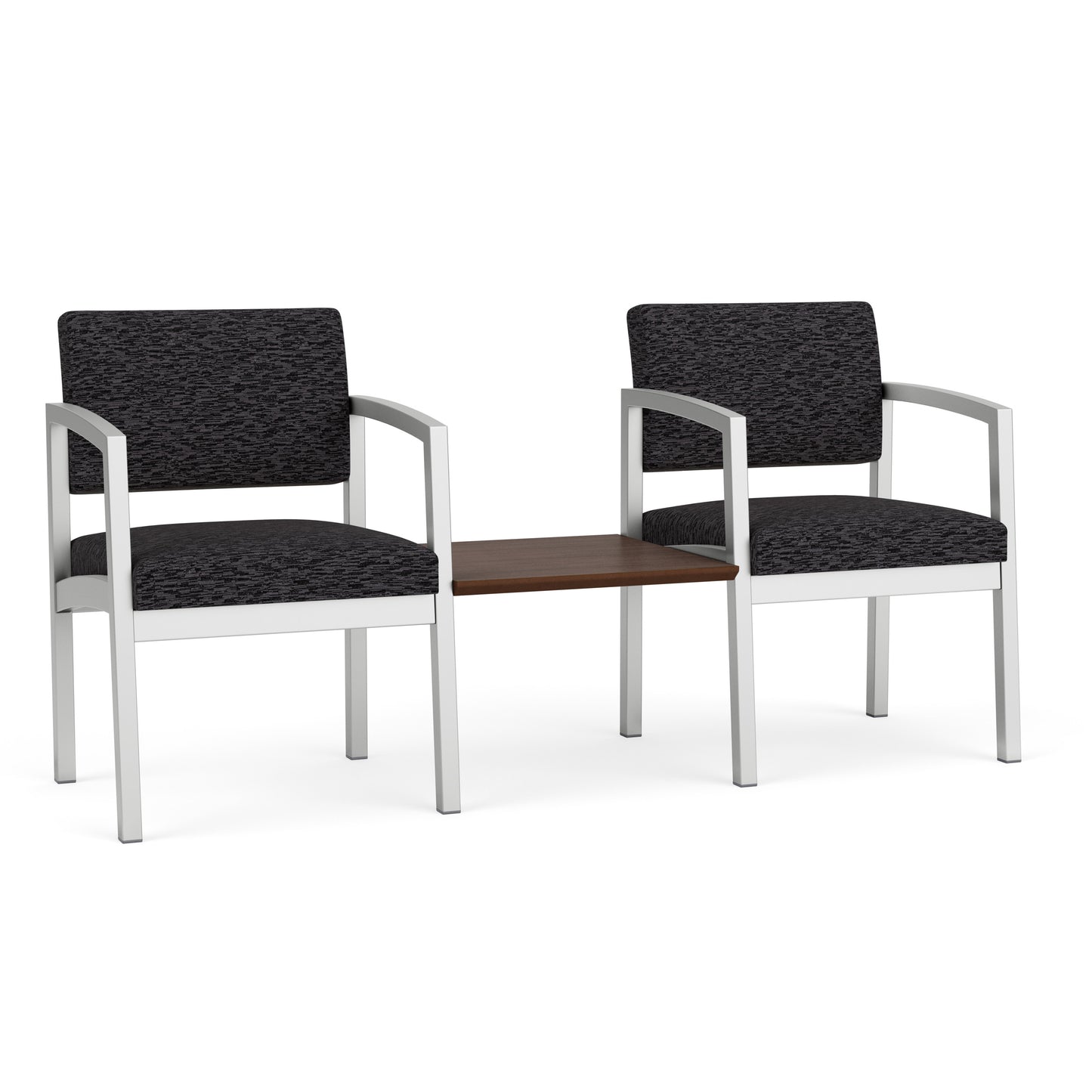 Lenox Steel Waiting Reception 2 Chairs Metal Frame with Connecting Center Table