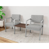 Lenox Steel Waiting Reception 2 Chairs Metal Frame with Connecting Center Table