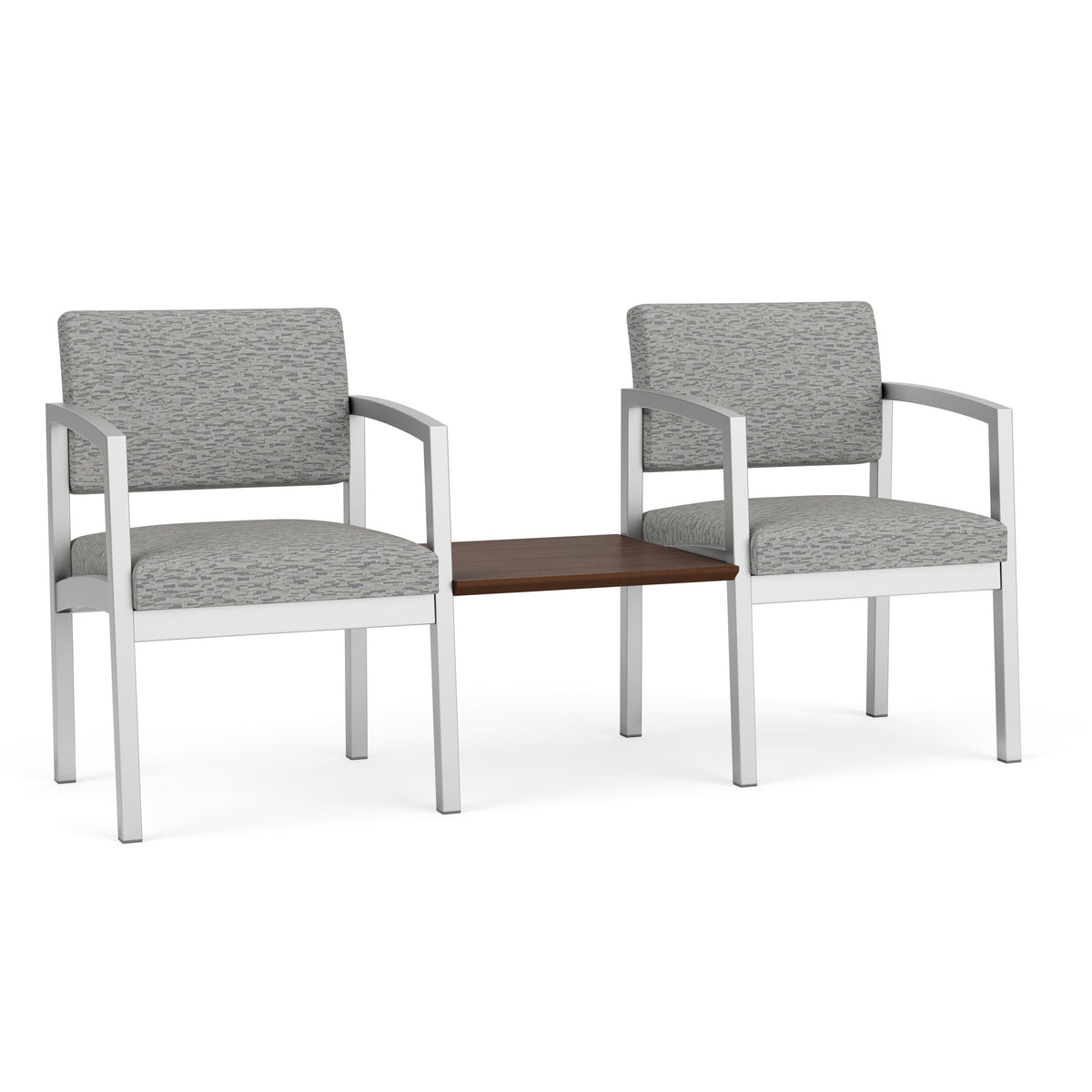 Lenox Steel Waiting Reception 2 Chairs Metal Frame with Connecting Center Table
