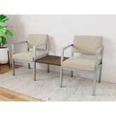 Lenox Steel Waiting Reception 2 Chairs Metal Frame with Connecting Center Table