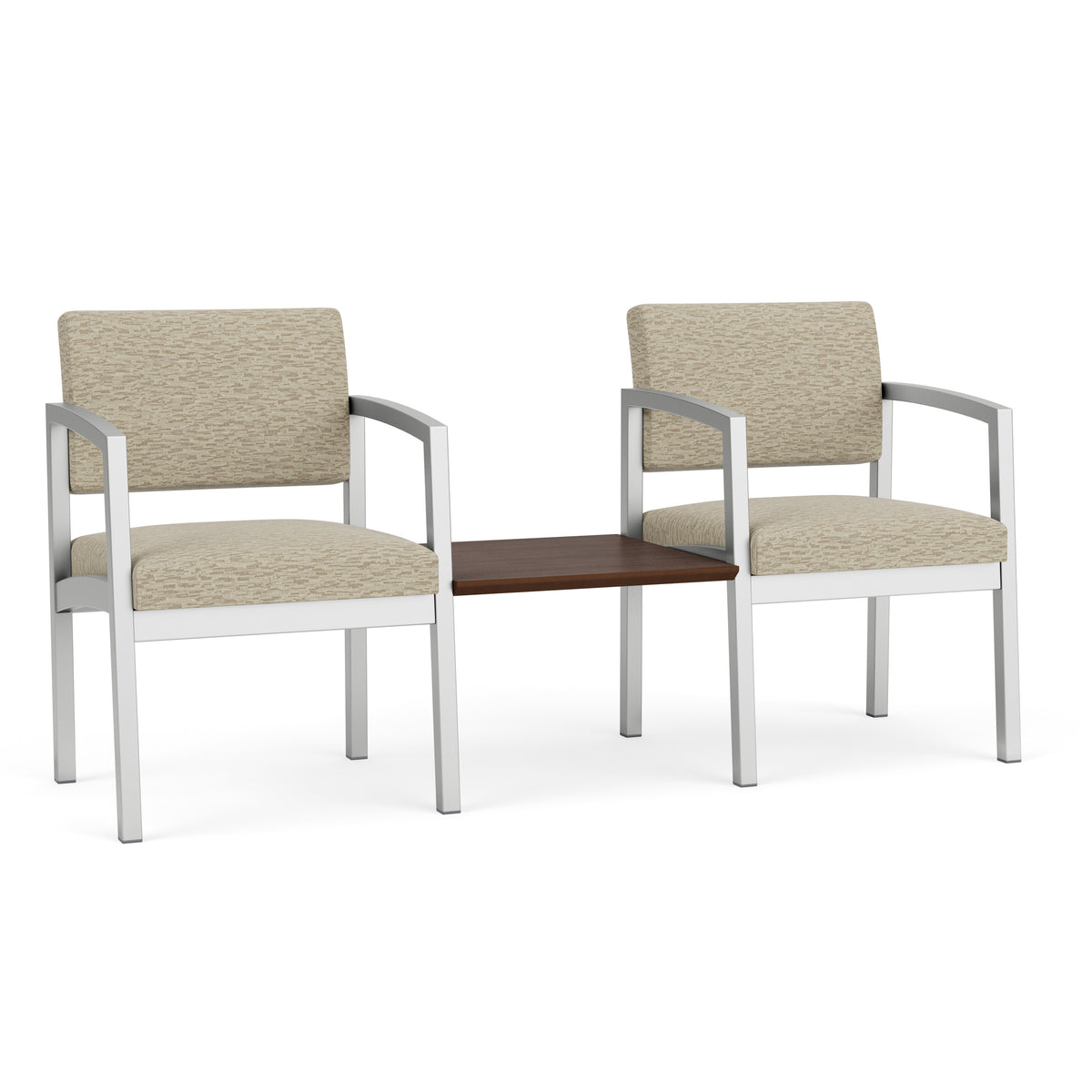 Lenox Steel Waiting Reception 2 Chairs Metal Frame with Connecting Center Table