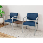 Lenox Steel Waiting Reception 2 Chairs Metal Frame with Connecting Center Table