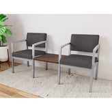 Lenox Steel Waiting Reception 2 Chairs Metal Frame with Connecting Center Table
