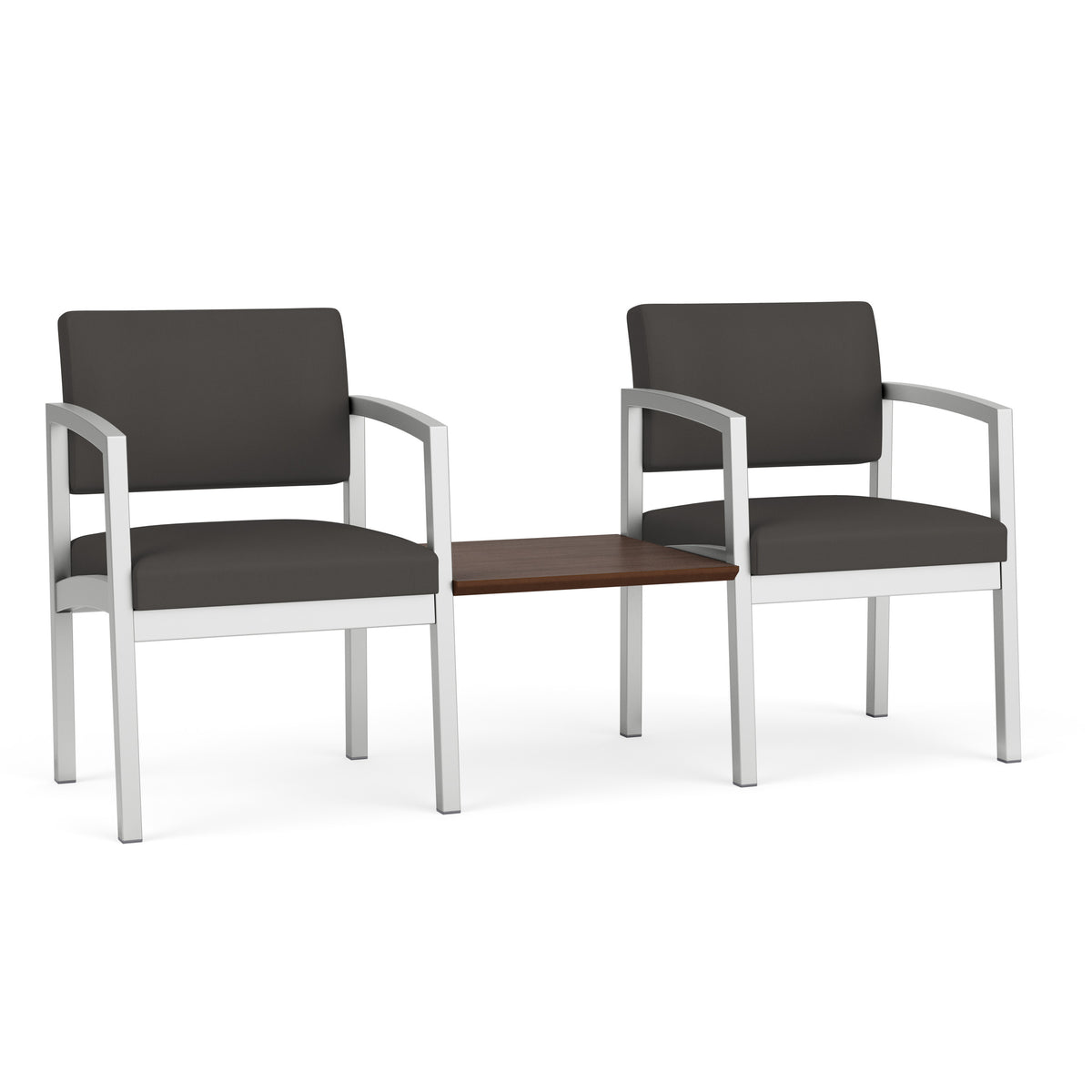 Lenox Steel Waiting Reception 2 Chairs Metal Frame with Connecting Center Table