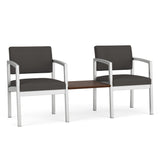 Lenox Steel Waiting Reception 2 Chairs Metal Frame with Connecting Center Table