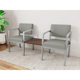 Lenox Steel Waiting Reception 2 Chairs Metal Frame with Connecting Center Table