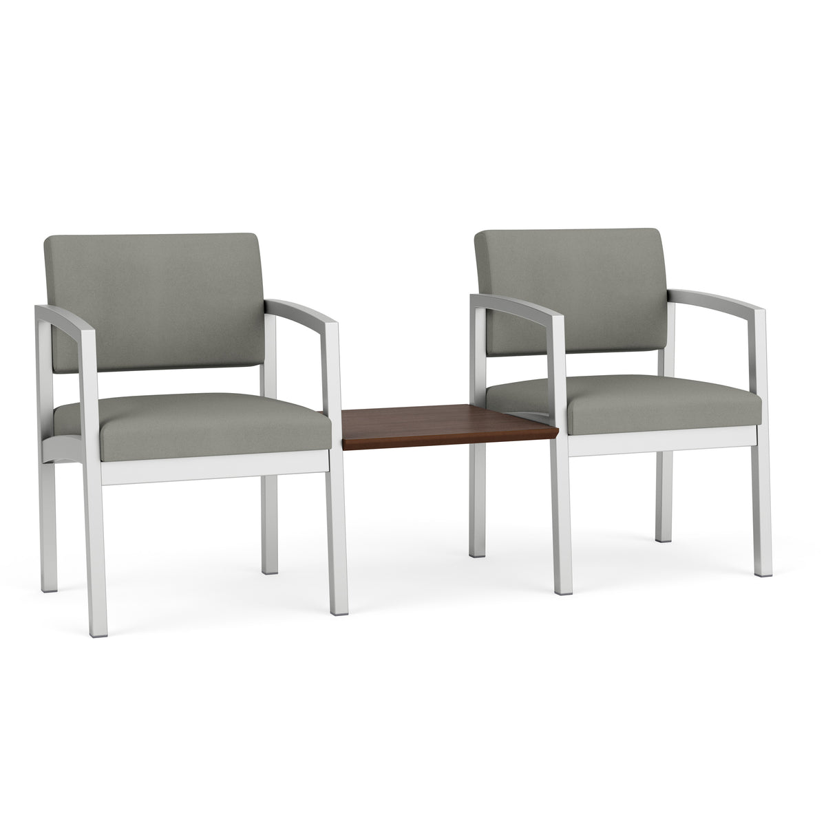 Lenox Steel Waiting Reception 2 Chairs Metal Frame with Connecting Center Table