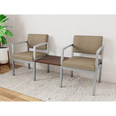 Lenox Steel Waiting Reception 2 Chairs Metal Frame with Connecting Center Table