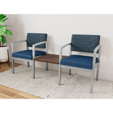 Lenox Steel Waiting Reception 2 Chairs Metal Frame with Connecting Center Table