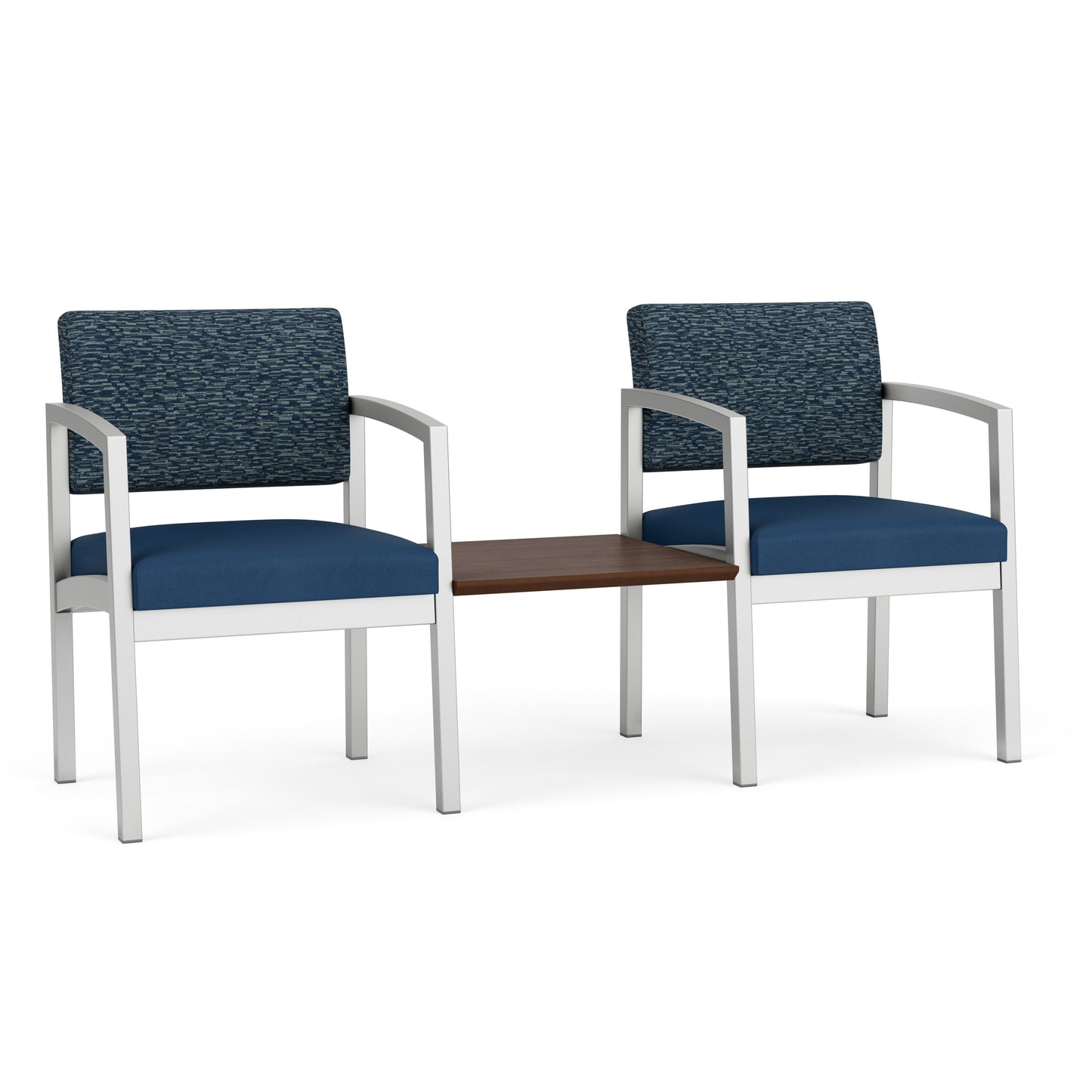 Lenox Steel Waiting Reception 2 Chairs Metal Frame with Connecting Center Table