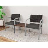 Lenox Steel Waiting Reception 2 Chairs Metal Frame with Connecting Center Table