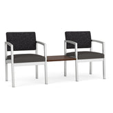 Lenox Steel Waiting Reception 2 Chairs Metal Frame with Connecting Center Table