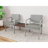 Lenox Steel Waiting Reception 2 Chairs Metal Frame with Connecting Center Table
