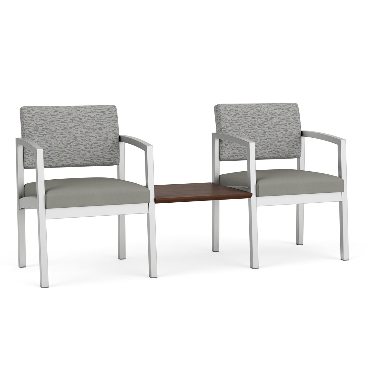 Lenox Steel Waiting Reception 2 Chairs Metal Frame with Connecting Center Table