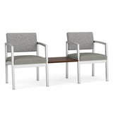 Lenox Steel Waiting Reception 2 Chairs Metal Frame with Connecting Center Table