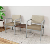 Lenox Steel Waiting Reception 2 Chairs Metal Frame with Connecting Center Table
